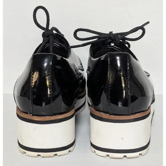 Aldo Women's Ereillan Oxfords Black Size 6.5M Faux Patent Leather Lace Ups - Picture 6 of 10